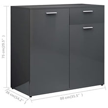 vidaXL Credenza Grigio Lucido 80x36x75 cm in Truciolato