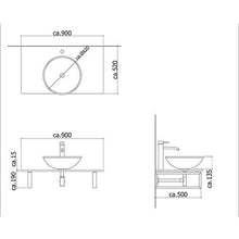 Alpenberger Ciotola in Vetro Satinato Ø 42 cm con Piano per lavabo Satinato, 90 cm e Supporto