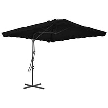 Festnight Ombrellone da Balcone con Base, Ombrellone da Giardino, Ombrellone da Balcone, Ombrellone con Palo in Acciaio, Nero 250x250x230 cm