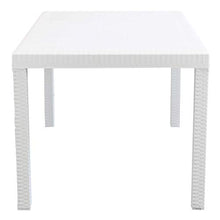 MilaniHome Set Tavolo da Giardino Rettangolare Fisso Cm 150 X 90 con 6 Sedie in Wicker Stampato Bianco da Esterno Giardino