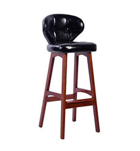 MZH Sgabelli da Bar Sedia da Pranzo Poltrone Moda Sedie da Bar in Legno massello Cucina Sedia da Colazione/Sedia da Pranzo Alta Retro Cuscino in Pelle PU Sgabello da Bar/Sgabello Alto Nero
