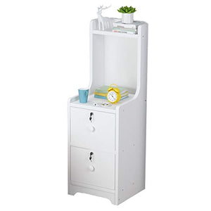 Comodini Comodino Con 2 Cassetti Ultra-stretto Con Serratura Grande Capacità Armadi di Immagazzinaggio Semplice Piatto Spessore Materiale FANJIANI (Colore: Bianco, Dimensioni: 30X35X70CM)