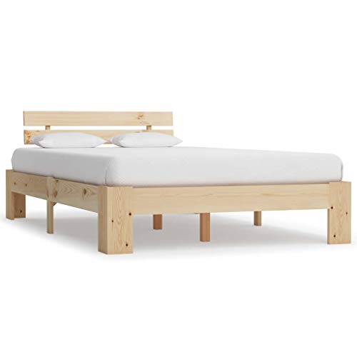 BIGTO - Struttura per letto in legno di pino massiccio, per camera da letto, stile C, 120 x 200 cm, colore: Naturale