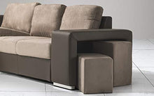 Dafne Italian Design Divano Letto angolare 2 posti con penisola a Sinistra. Similpelle Marrone, Tessuto Fango (cm. 267 x 158 x 88h)