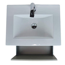 Mobile Bagno Sospeso con Lavabo in Porcellana - 1 Cassetto - Il Mobile è MONTATO - Modello Soki (60 cms, Taiga)