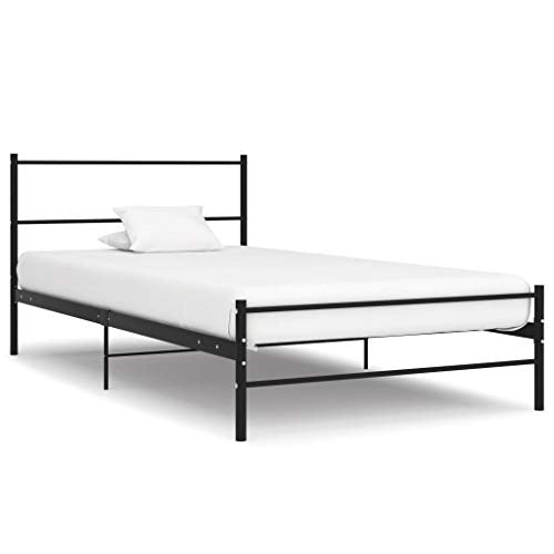 BIGTO - Struttura letto in metallo acciaio per camera da letto, 100 x 200 cm, colore: Nero