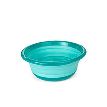 Tisi - Bacino pieghevole rotondo per lavabo, per viaggi, campeggio, escursionismo, infrangibile, in silicone, salvaspazio, 10,5 x 25,5 cm, colore: Blu lago