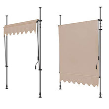 MVPower Tenda da Sole 350 x 120 x 200-300cm Parasole Avvolgibile a Barra Quadra con Gambe, Regolabile in Altezza, per Esterno, Giardino, Balcone Terrazza, Beige