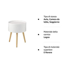 EUGAD Comodino Contenitore Tavolino per Salotto Comodini Bianco Rotondo Camera da Letto Gambe in Legno 38x38x48,5cm 0075ZZ