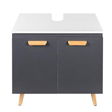 eSituro Armadietto Sottolavabo da Bagno da Cucina Mobile a Terra con 2 Porte in Legno MDF Grigio Mobiletto Sotto Il Lavello SBP0060