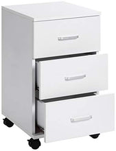 ts-ideen Comodino Cassettiera Archivio da Ufficio con rotelle 60x35 cm stile moderno 3 cassetti. Bianco