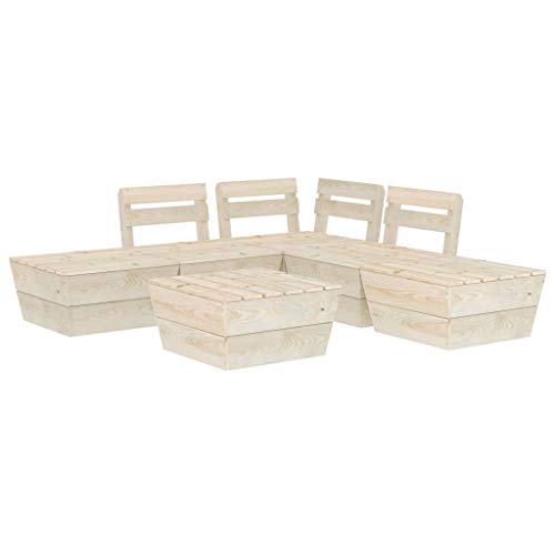 SKM Set Divani da Giardino su Pallet 6 pz in Legno Abete Impregnato (84.5kg)