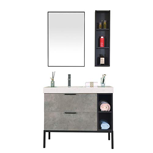 YLiansong-home Mobile da Bagno Specchio Bagno Bagno Armadio Combinato Lavabo per lavabo da Terra WC Vanity Marble Set di armadi per lavabo da Bagno (Color : Gray, Size : 55x100x85cm)