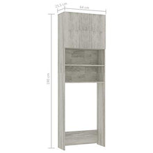 mewmewcat Mobile per Lavatrice Grigio Cemento 64x25,5x190cm in Truciolato