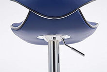 CLP Sgabello Design Cucina Las Vegas V2 In Similpelle Con Schienale I Sedia Alta Imbottita Girevole Regolabile 62-82 CM, Colore:blu, Colore del telaio:cromo