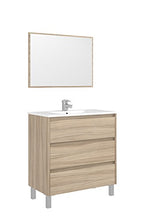Dmora Mobile Bagno + Specchio-Legno, 80 x 86 x 45 cm