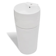 Roderick - Lavabo da bagno con supporto in ceramica e foro di troppopieno bianco, dimensioni: 400 x 415 x 860 mm (L x P x A)
