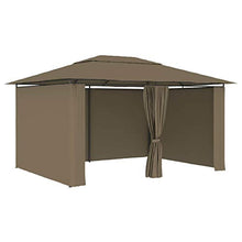 Festnight Gazebo da Giardino con Tende, Gazebo da Esterno, Tenda da Party, Gazebo Professionale 4x3 m Grigio Talpa 180 g/m²