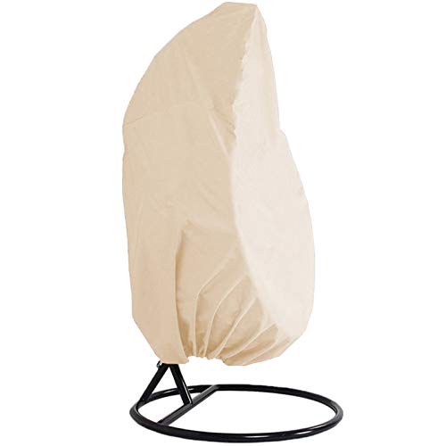 HSGAV Copertura per Sedia Sospesa Patio, Copertura per Sedia Dondolo Uovo Giardino, 190x115cm, 210D Oxford Antivento Anti-UV Impermeabile Protezione per Mobili Esterno con Coulisse,Beige