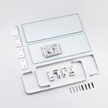 Umi. Bathroom Glass Shelf Anodized Aluminum Tempered Glass 8MM Extra Thick 2 Pack Retangular 1 Tier Storage Organizer Wall Mount Sliver, A4126A-P2