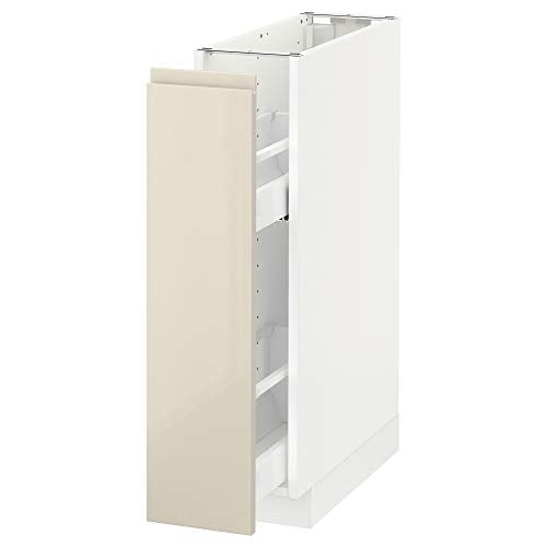 METOD base armadio/estraibile int raccordi 20x62.1x88 cm bianco/Voxtorp lucido beige chiaro