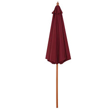 Outsunny Ombrellone da Giardino Φ257x253cm ed Esterni con Tettuccio Antivento in Poliestere Rosso e Palo in Legno