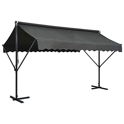 vidaXL Tenda da Sole con Piedistallo Schermo Parasole Ombrellone Autoportante Telaio in Acciaio 400x300 cm in Tessuto Poliestere PU Antracite