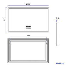 EMKE Specchio da bagno LED, 100 x 60 cm, con altoparlante Bluetooth 4.1, interruttore touch, anti-appannamento, orologio