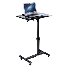 Scrivania per Laptop Rimovibile, Tavolino Pieghevole a Rotelle, Tavolino da Letto con Ruote, Tavolo da Divano Laterale, in MDF e Metallo, 40x60x64-88cm(Nero)