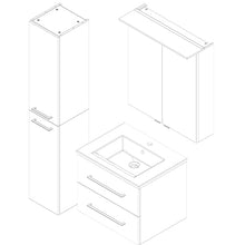 FACKELMANN - Mobile da bagno con specchio a LED, 60 cm, 3 pezzi, colore: marrone scuro