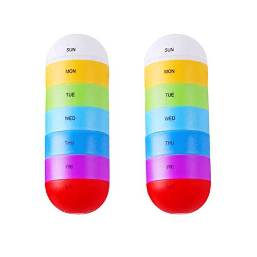 DOITOOL - Contenitore per pillole da viaggio, 2 scatole settimanali per medicina, creative, portapillole portatile, per farmaci, per casa