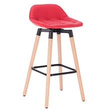 ZWJ-Sgabelli da Bar Sgabello Sedia in Legno,con Seduta in Paglia Alto da Terra alla Seduta con spallieria/Foro Pub Bar Cucina Nuovo già Montato (Color : Red)
