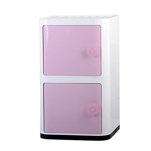 HBIAO Armadietto per Bambini Armadietto in plastica ABS Comodino da Comodino Quadrato a Doppio Strato,Rosa