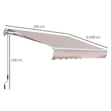 Outsunny Tenda a Braccio da Sole Avvolgibile Manuale in Poliestere Impermeabile Beige 300 x 200cm