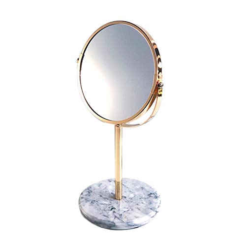 Specchio da tavolo per toeletta Rotonda dello specchio di bellezza, Spin compongono Doppio specchio portatile Nordic dello specchio di stile decorativo Marmo Modello Tavolo base a specchio Specchio pe