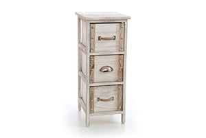 GICOS IMPORT EXPORT SRL Mobile cassettiera in legno colore naturale 3 cassetti 26 * 32 * 62 cm shabby chic EDT-809446