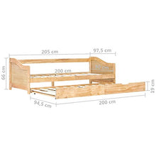 BIGTO - Divano letto estraibile, struttura in legno di pino massello, per la casa, 90 x 200 cm, marrone chiaro