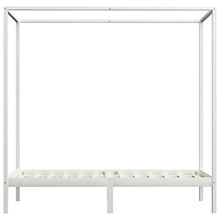 BIGTO - Struttura letto a baldacchino con 2 cassetti in legno di pino massello, mobili per camera da letto, 90 x 200 cm, colore: Bianco