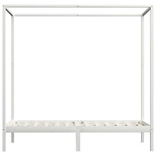 BIGTO - Struttura letto a baldacchino con 2 cassetti in legno di pino massello, mobili per camera da letto, 100 x 200 cm, colore: Bianco