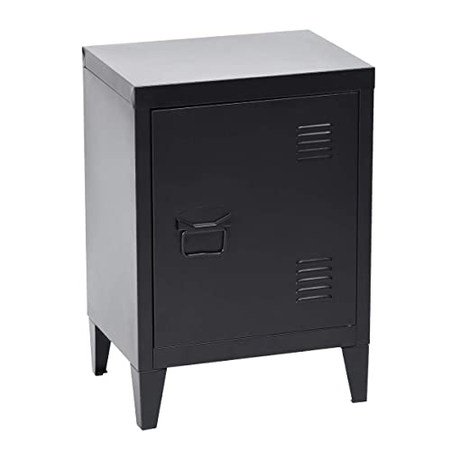 Comodino per camera da letto, armadio basso in acciaio, tavolino per soggiorno, armadietto per casa, ufficio, 40 x 30 x 57 cm, nero