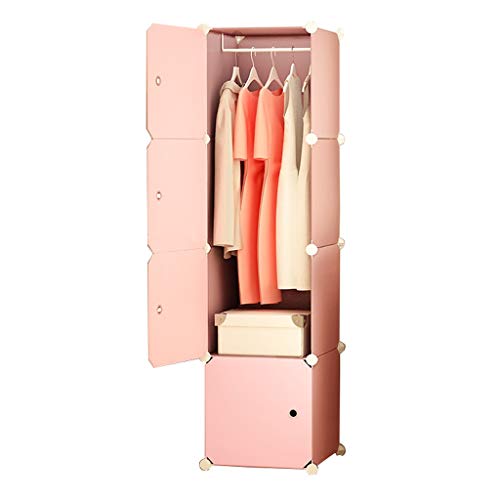 Locker Armadio Armadio Noleggio Scaffali Abbigliamento Home Camera Rimovibili di Plastica Hanging Dormitorio Rosa MUMUJIN (Size : 39X47X147CM)