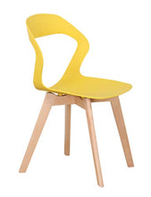 Sedia in polipropilene e gambe di faggio, design semplice e moderno, con schienale cavo, per sala da pranzo, cucina, soggiorno, ristorante, ufficio, sala riunioni, set da 4 (giallo)
