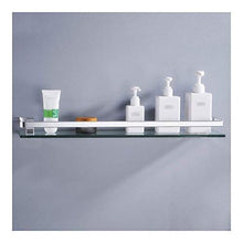 YF-SURINA Mensola per doccia Mensola per bagno in vetro a 1 livello Mensola in vetro temperato spesso Scaffale a parete in alluminio Scaffali per la cucina Foratura 24 pollici Yb C-23,35 cm,35 cm