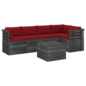 vidaXL Set Divani da Giardino su Pallet 6 pz con Cuscini Massello Pino