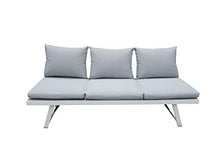 Divano 3 POSTI TRASFORMABILE in Lettino Struttura in TEXTILENE con Cuscini Grigio + TAVOLINO in Alluminio Bianco