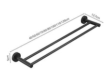 GDFEH Porta Asciugamano Porta Asciugamani Bagno da Terra Nero Opaco Porta Asciugamani Cucina Muro Acciaio Inox Portasciugamani Parete Portaasciugamano da Bagno Portasciugamani Doppio (Size : 40cm)