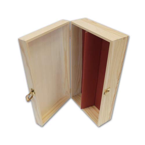 PZ 1 SCATOLA VINO IN LEGNO DI PINO NATURALE (2 BOTTIGLIE) CASSETTA PORTA BOTTIGLIE IN LEGNO BOX FOR BOTTLES CONTENITORE PORTABOTTIGLIE