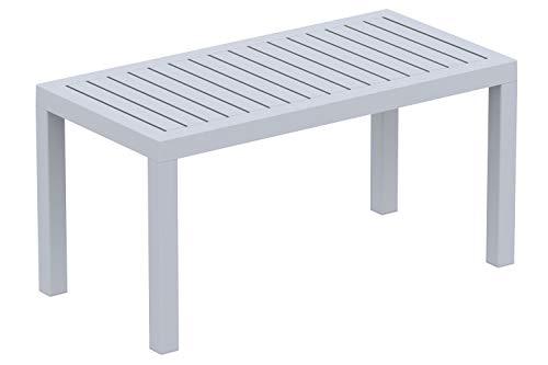 Tavolo Giardino Rettangolare Ocean in Polipropilene - Tavolino Salotto Giardino in Robusta Plastica Resistente ai Raggi UV e Facile da Pulire I Tavolo caffè da Balcone Alt. 45 cm, Colore:Grigio