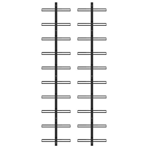 Portavini da Parete, Scaffale Vini Scaffale a Parete in Ferro verniciato a polvere per 20 Bottiglie Supporto Bottiglie Porta Bottiglie, 27 x 9 x 126,2 cm