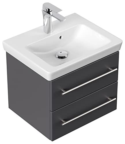 emotion Lavabo con mobiletto, Legno, Antracite Lucido, 50, 2 unità